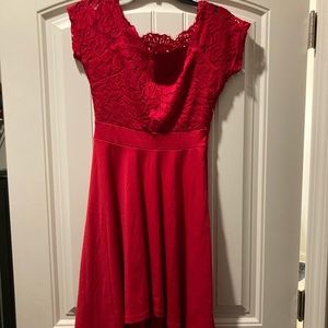 Off the should red lace dress